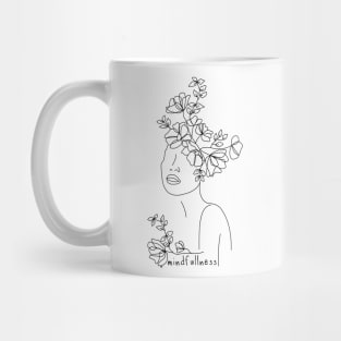 Frau mit Blumen im Haar, Minimalistisch, Line-Art Mug